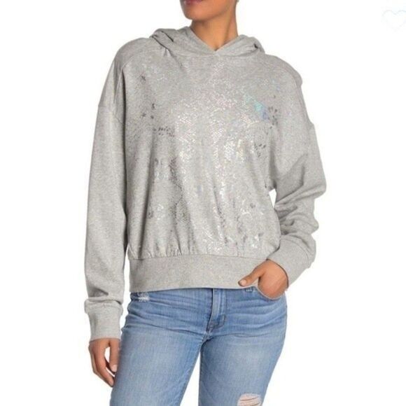 Nwt Socialite Gray Hoodie Sweatshirt Snake Print Pullover Long Sleeve Soft S - Picture 1 of 10